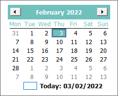 Calendar pop-up image