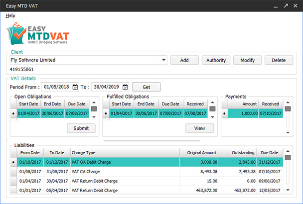 Easy MTD VAT interface