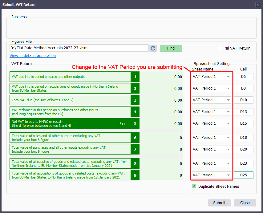 Submit VAT Return window